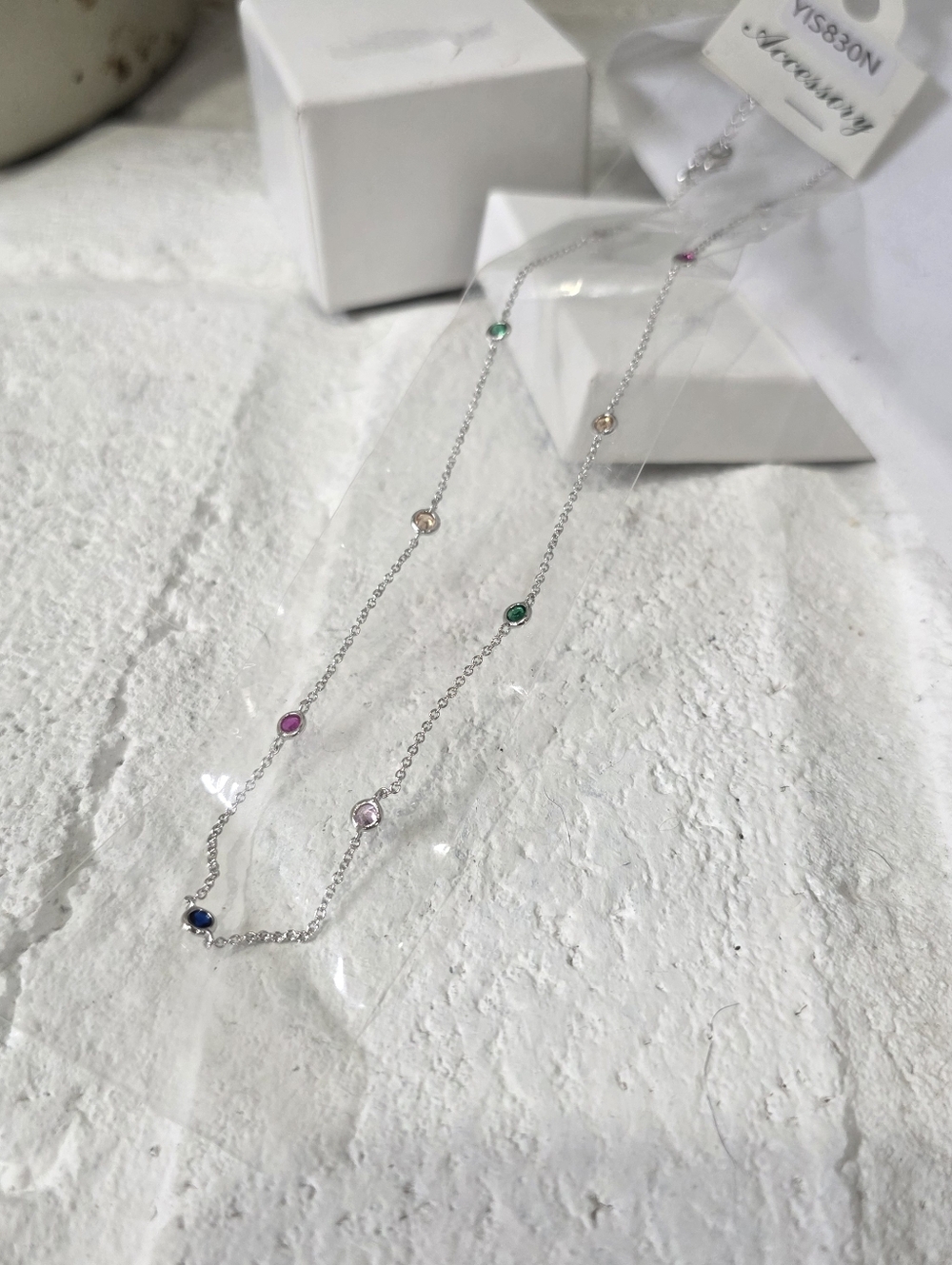 Multi-Colour Swarovski Crystal Silver Necklace